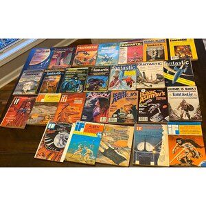 Lot of 26 Science Fiction Paperback Book FANTASTIC, Isaac Asimovs, Worlds of IF